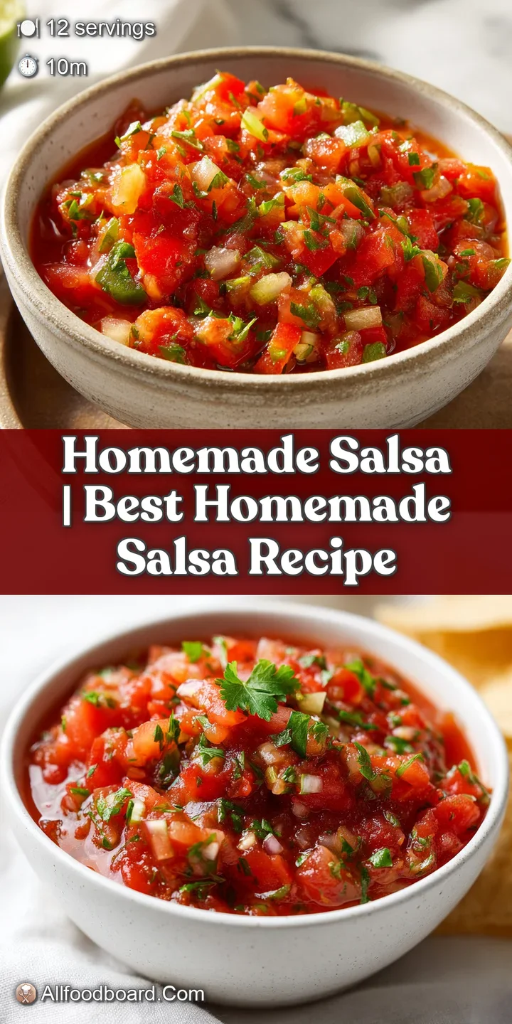 Close-up of chunky, fresh salsa with bright red tomato pieces and green cilantro, hinting at a zesty flavor.