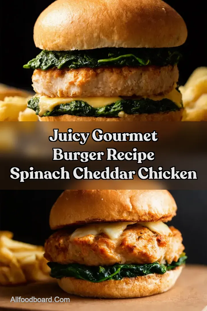 Juicy Gourmet Burger Recipe Spinach Cheddar Chicken : PIN FOR LATER Juicy Gourmet Burger Recipe Spinach Cheddar Chicken