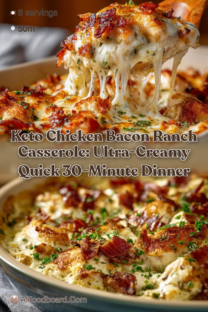 Keto Chicken Bacon Ranch Casserole: Ultra-Creamy Quick 30-Minute Dinner