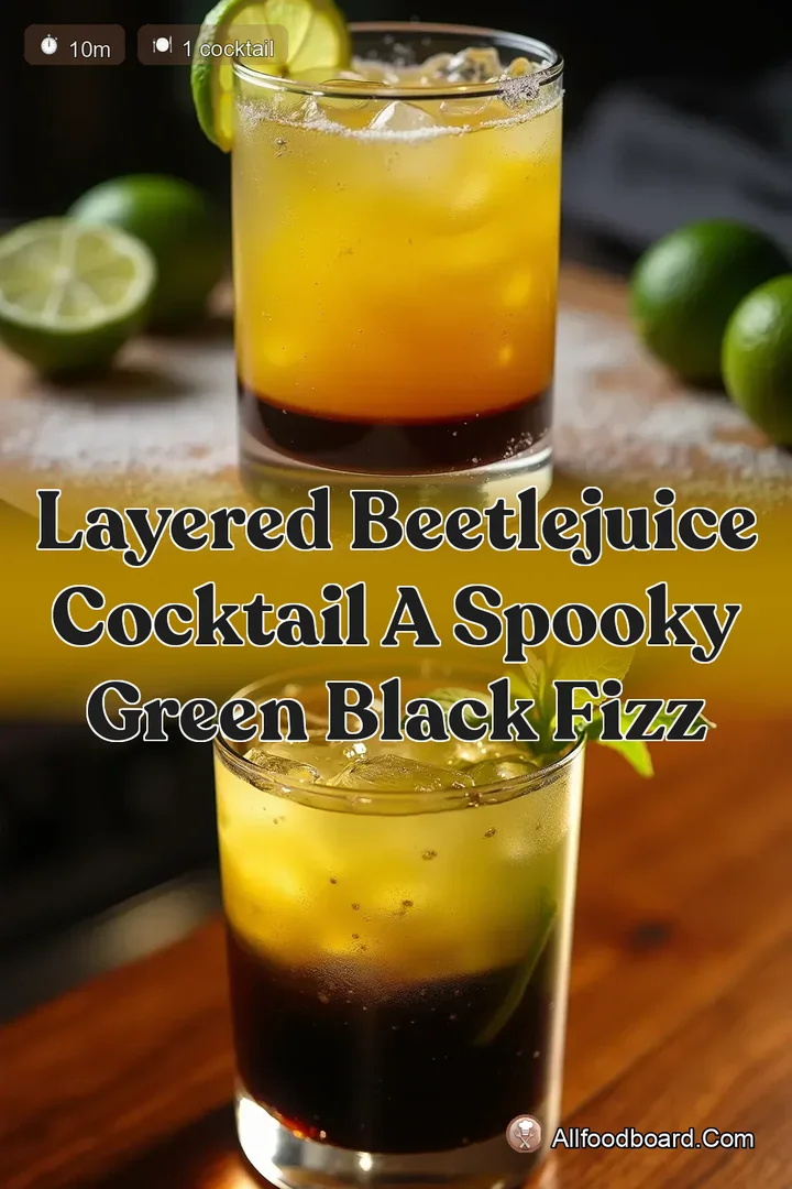 Layered Beetlejuice Cocktail A Spooky Green Black Fizz