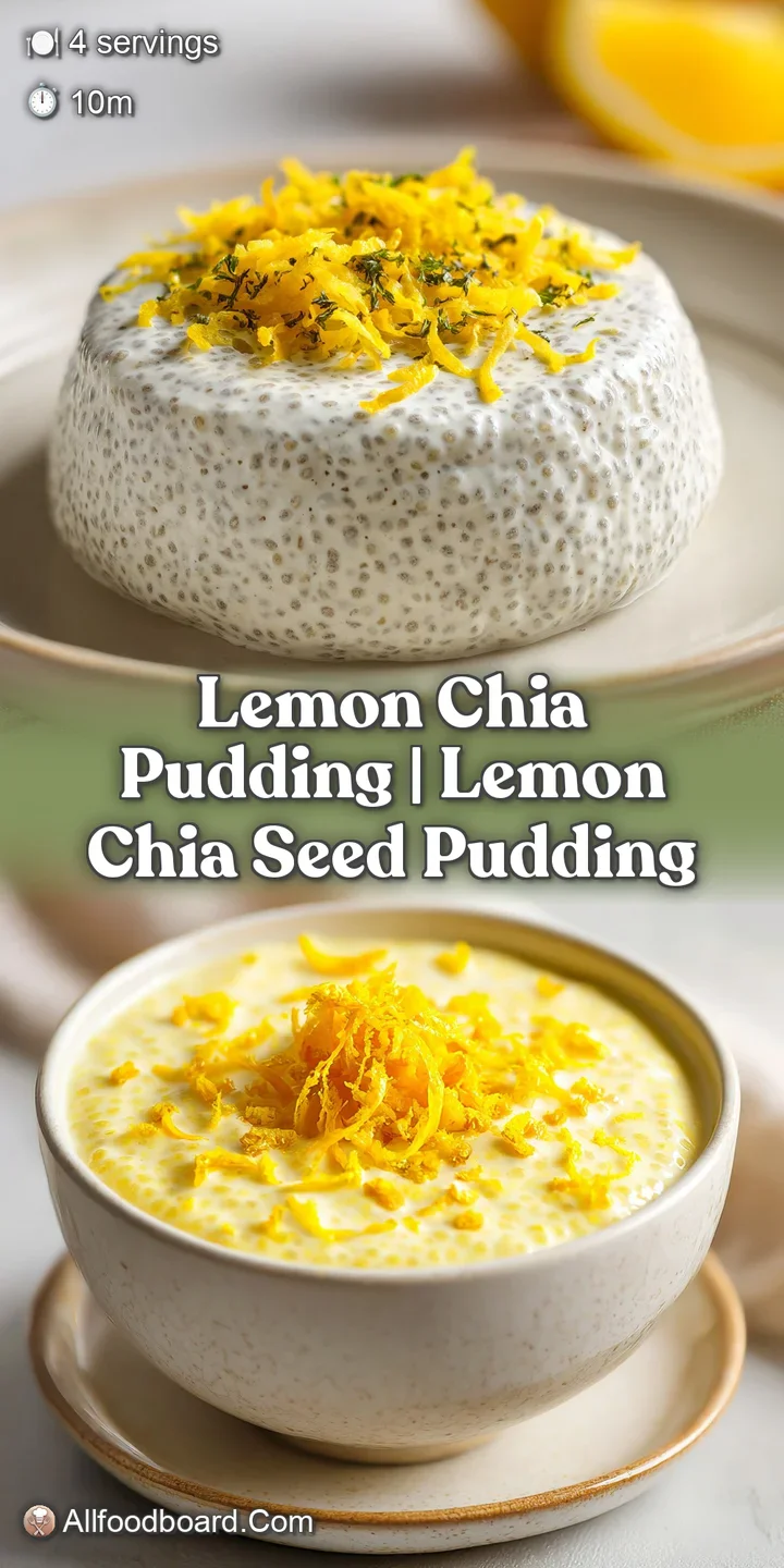 Close-up of thick, creamy lemon-tinted pudding with visible chia seeds and a dusting of bright yellow lemon zest.