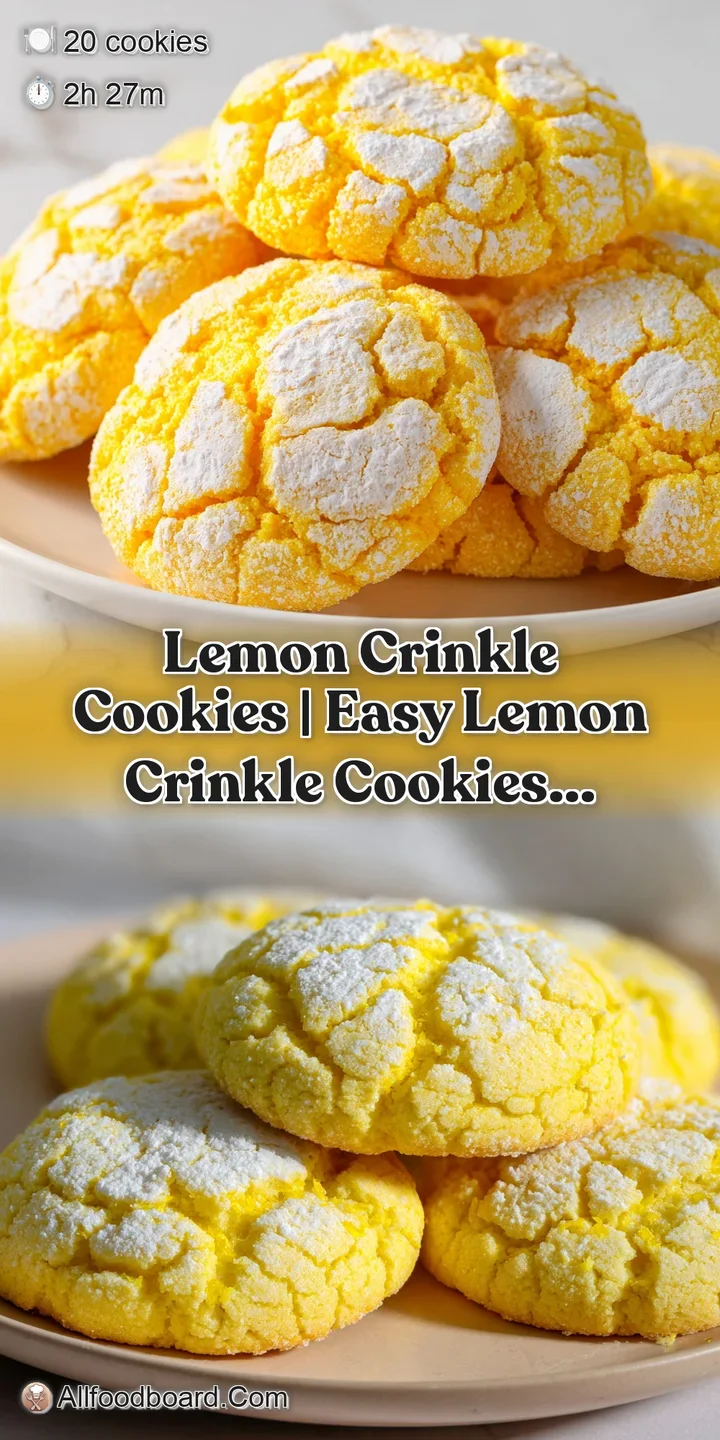 Macro shot of a soft yellow cookie with deep white powdered sugar cracks and a dusting of bright lemon zest.