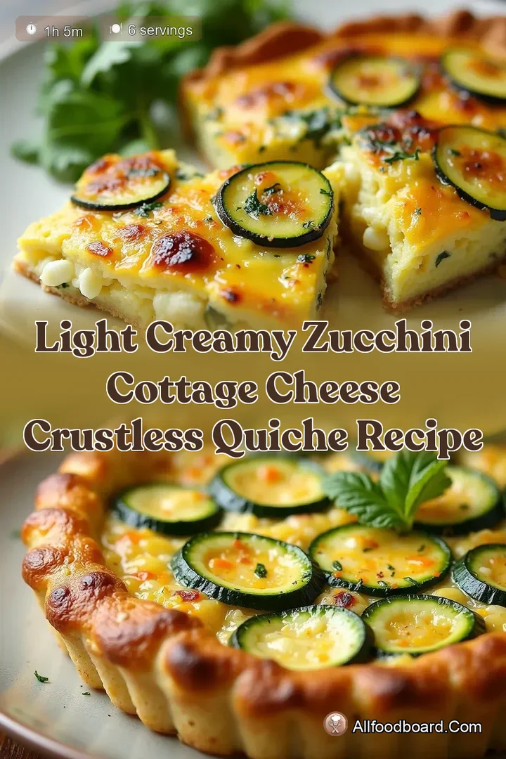 Light Creamy Zucchini Cottage Cheese Crustless Quiche Recipe