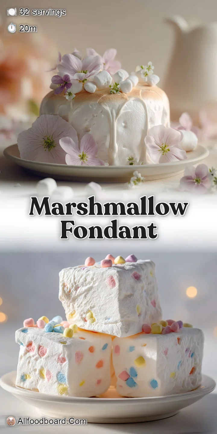 Close-up of pillowy white marshmallow fondant, slightly glossy, hinting at a melt-in-your-mouth sugary sweetness.