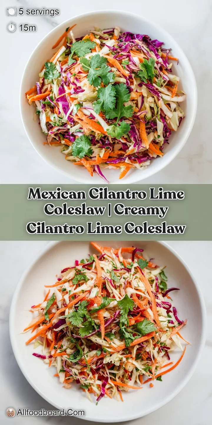 Extreme close-up of crunchy shredded cabbage coated in a zesty lime dressing with flecks of fresh green cilantro.
