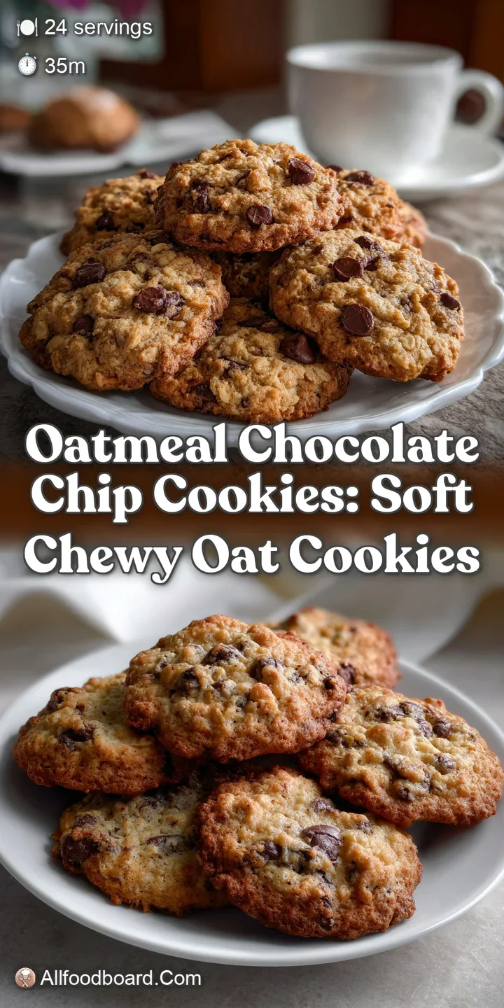 Oatmeal Chocolate Chip Cookies: Soft Chewy Oat Cookies