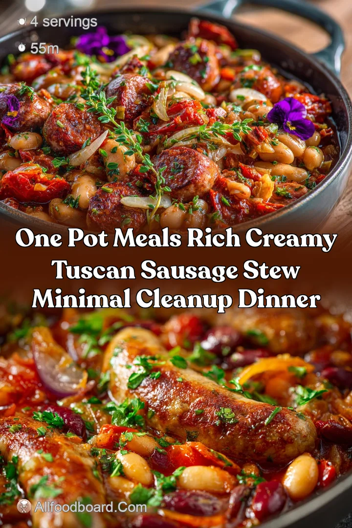 One Pot Meals Rich Creamy Tuscan Sausage Stew Minimal Cleanup Dinner