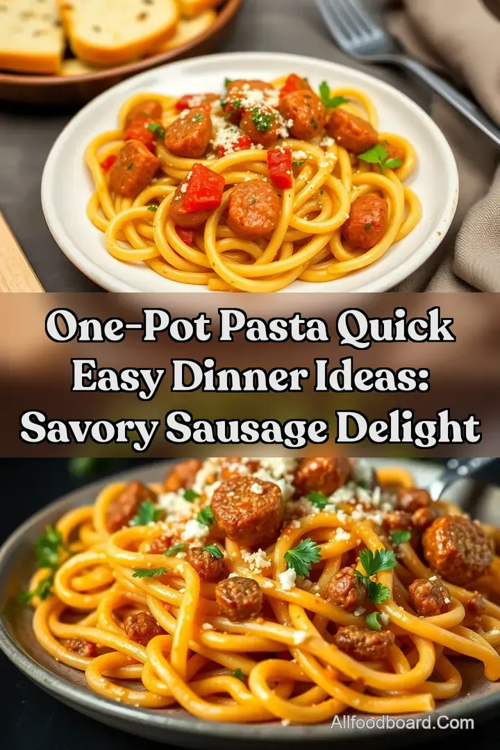 One-Pot Pasta Quick Easy Dinner Ideas: Savory Sausage Delight : PIN FOR LATER One-Pot Pasta Quick Easy Dinner Ideas: Savory Sausage Delight
