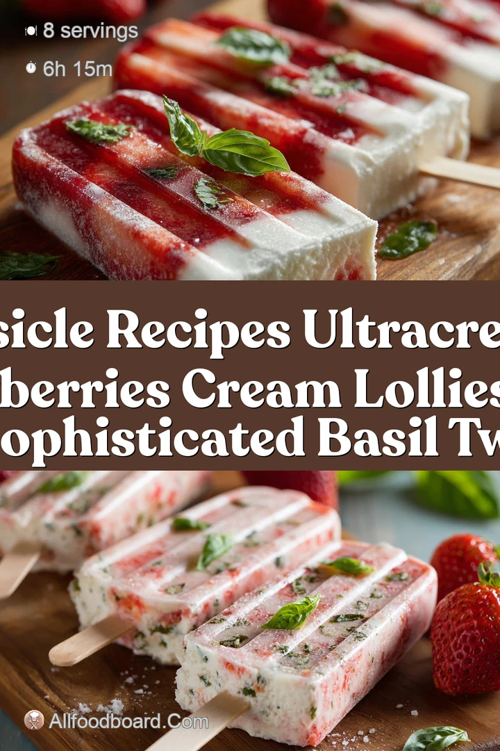 Popsicle Recipes UltraCreamy Strawberries Cream Lollies with a Sophisticated Basil Twist