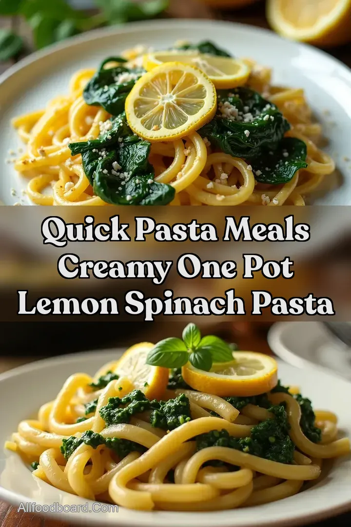 Quick Pasta Meals Creamy One Pot Lemon Spinach Pasta