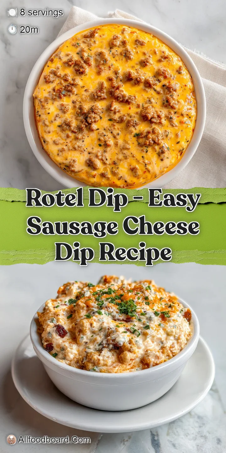 Close-up of creamy, molten cheese blending with diced tomatoes and browned sausage crumbles.