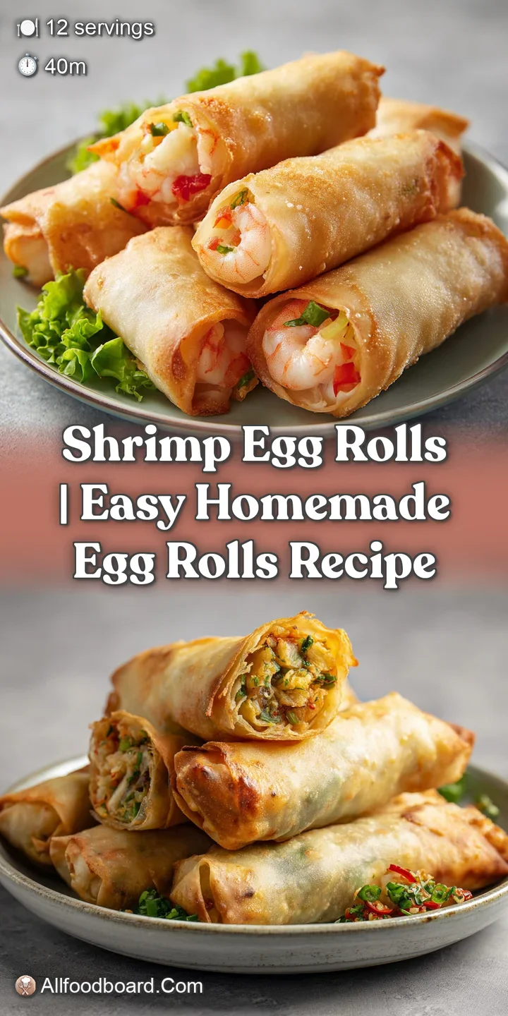 Crispy, deep-fried egg roll with visible chunks of shrimp and fresh green herbs peeking through.