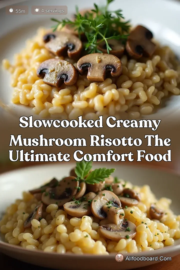 SlowCooked Creamy Mushroom Risotto The Ultimate Comfort Food : PIN FOR LATER SlowCooked Creamy Mushroom Risotto The Ultimate Comfort Food