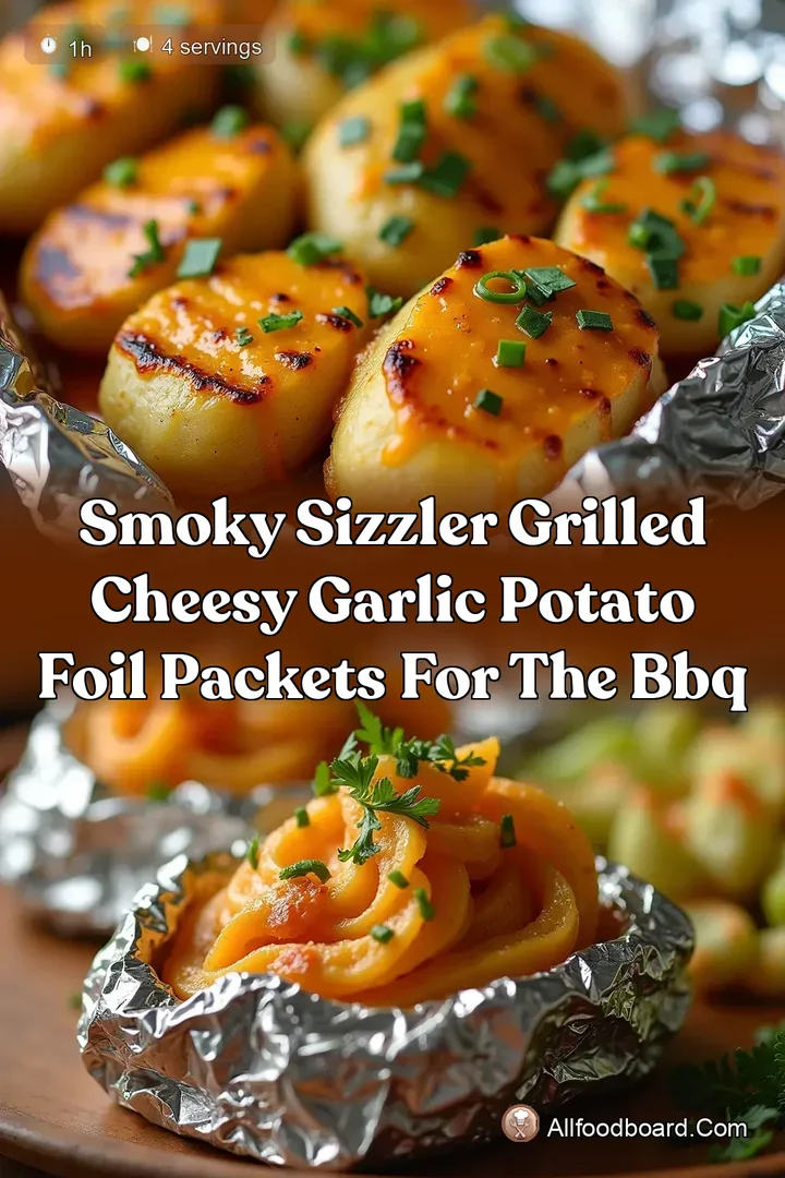 Smoky Sizzler Grilled Cheesy Garlic Potato Foil Packets for the BBQ