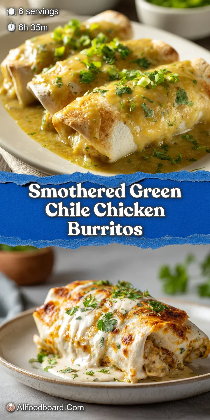 Close-up shot of a smothered burrito, the creamy green chile contrasting beautifully with the warm, toasted tortilla.