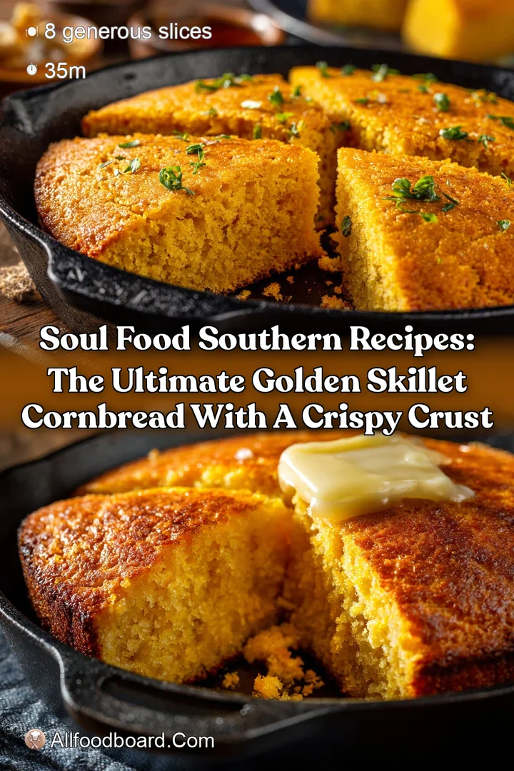 Soul Food Southern Recipes: The Ultimate Golden Skillet Cornbread with a Crispy Crust