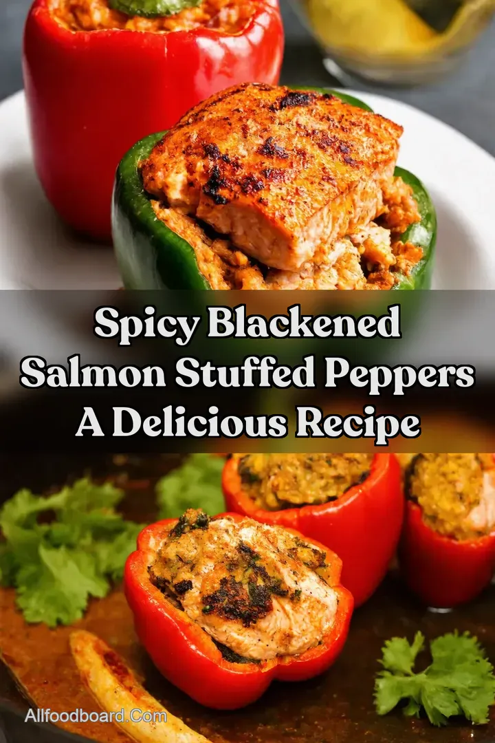 Spicy Blackened Salmon Stuffed Peppers A Delicious Recipe : PIN FOR LATER Spicy Blackened Salmon Stuffed Peppers A Delicious Recipe