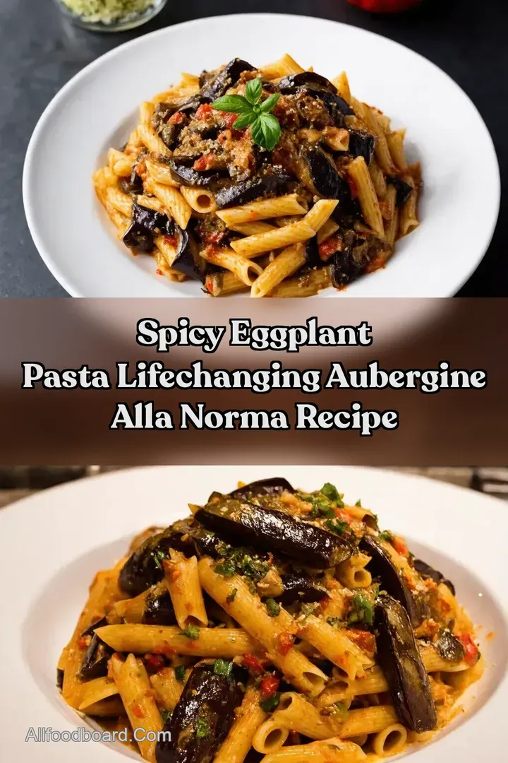 Spicy Eggplant Pasta LifeChanging Aubergine alla Norma Recipe : PIN FOR LATER Spicy Eggplant Pasta LifeChanging Aubergine alla Norma Recipe