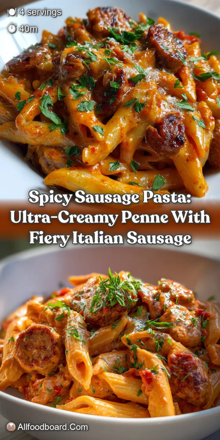 Spicy Sausage Pasta: Ultra-Creamy Penne with Fiery Italian Sausage