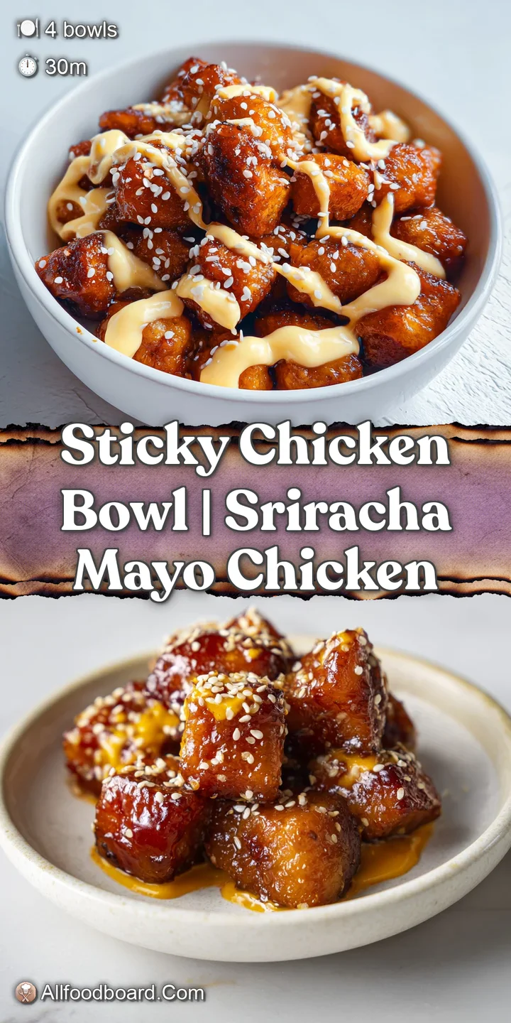 Close-up of succulent, honey-brown glazed chicken chunks glistening under soft light with a sprinkle of toasted sesame.