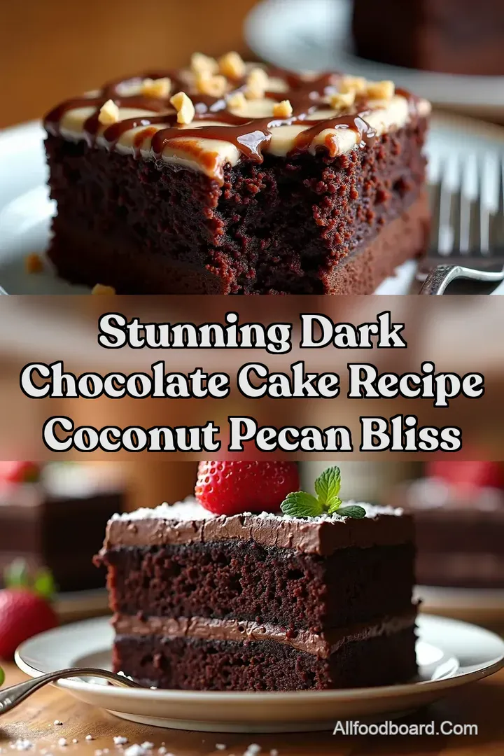 Stunning Dark Chocolate Cake Recipe Coconut Pecan Bliss : PIN FOR LATER Stunning Dark Chocolate Cake Recipe Coconut Pecan Bliss