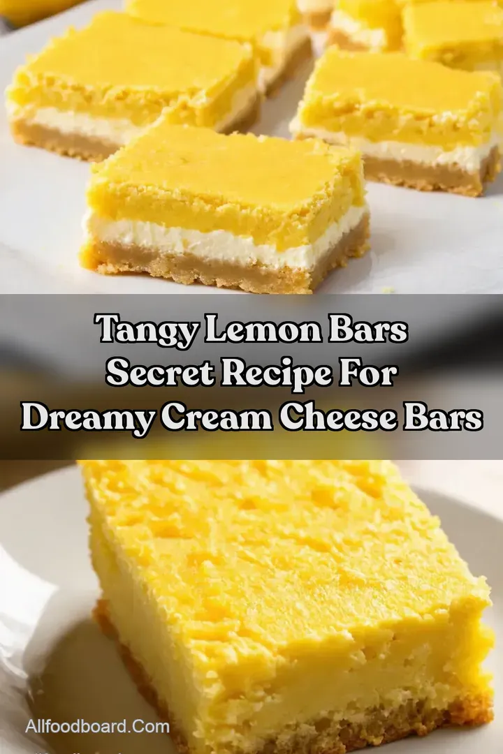 Tangy Lemon Bars Secret Recipe for Dreamy Cream Cheese Bars : PIN FOR LATER Tangy Lemon Bars Secret Recipe for Dreamy Cream Cheese Bars