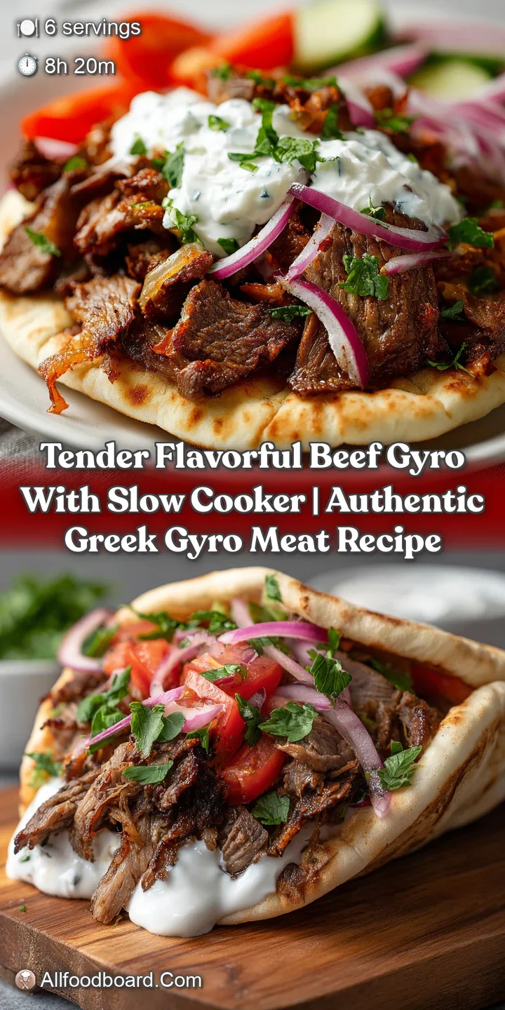 Close-up view of a flavorful gyro, showcasing tender, slow-cooked beef. The meat is juicy, the pita is warm, a truly appet...