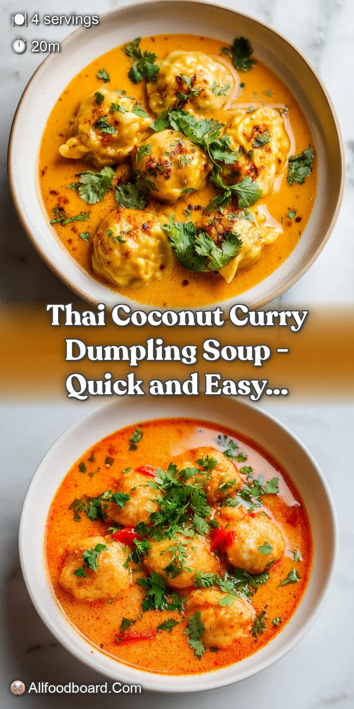 Close-up of a tender, steaming dumpling half-submerged in a rich, velvety yellow coconut curry broth with green herbs.