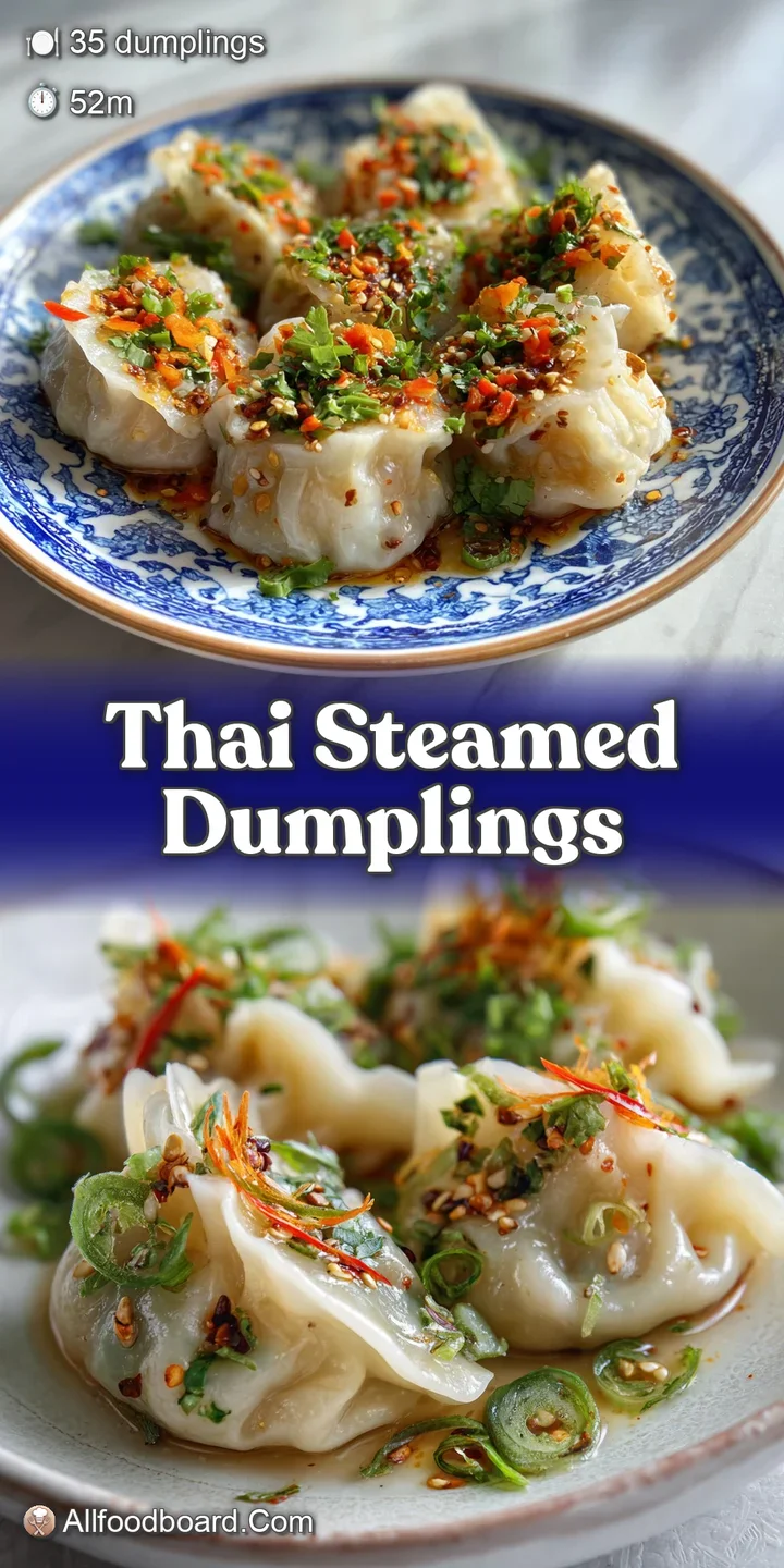 Close-up showcases the crispy, golden exterior of a Thai dumpling, revealing a glimpse of the savory filling. Hints of her...