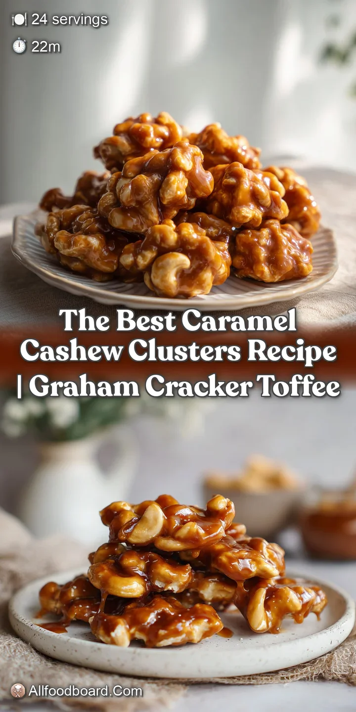 Close-up of caramel cashew cluster. Viscous, glossy caramel embraces the toasted cashews. The colors, textures and details...