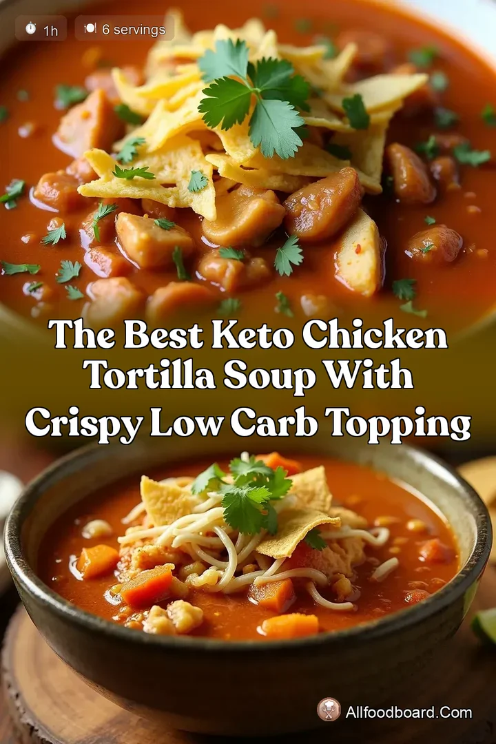 The Best Keto Chicken Tortilla Soup with Crispy Low Carb Topping : PIN FOR LATER The Best Keto Chicken Tortilla Soup with Crispy Low Carb Topping