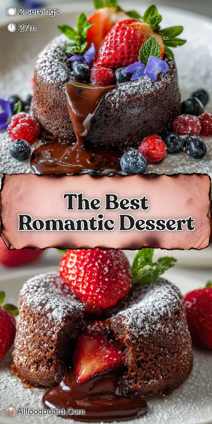 Close-up: A warm, decadent molten lava cake with its molten center oozing out, topped with fresh, glistening raspberries.