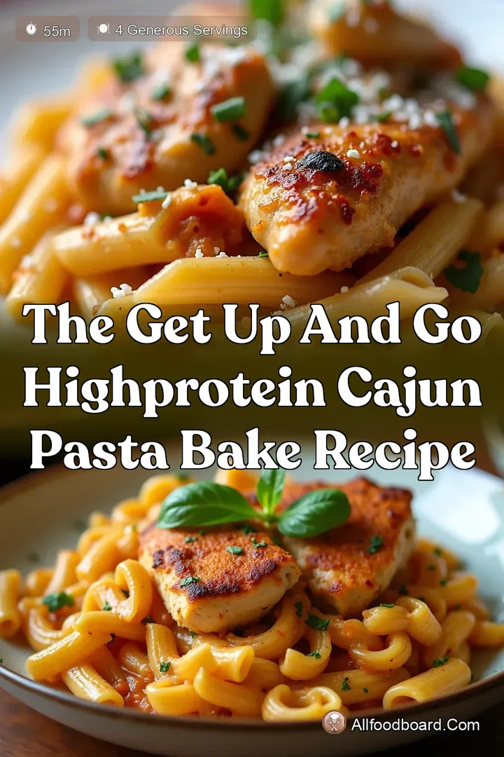 The Get Up and Go HighProtein Cajun Pasta Bake Recipe : PIN FOR LATER The Get Up and Go HighProtein Cajun Pasta Bake Recipe