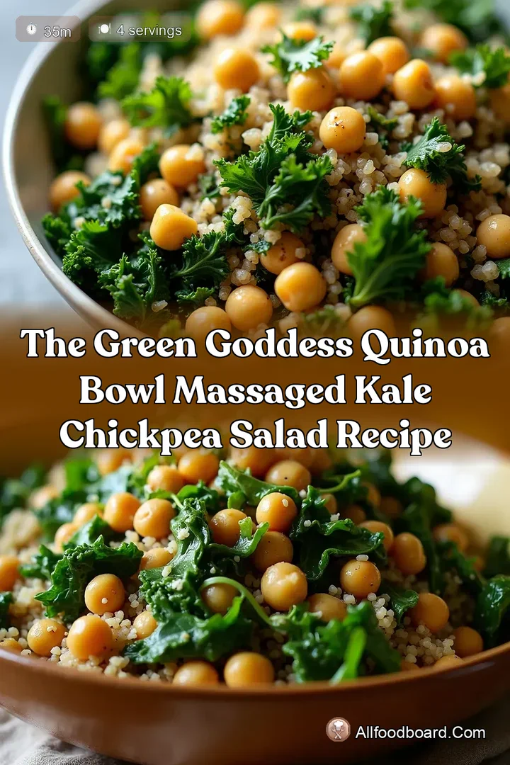 The Green Goddess Quinoa Bowl Massaged Kale Chickpea Salad Recipe : PIN FOR LATER The Green Goddess Quinoa Bowl Massaged Kale Chickpea Salad Recipe