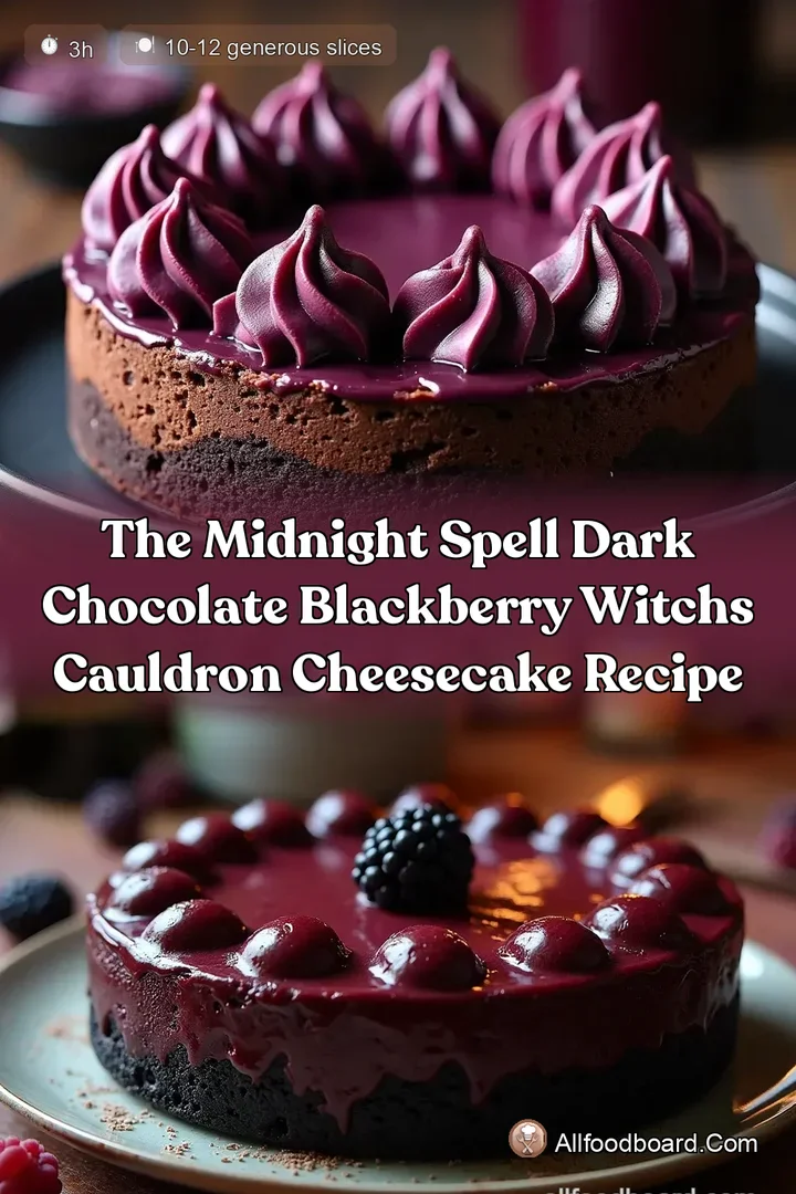 The Midnight Spell Dark Chocolate Blackberry Witchs Cauldron Cheesecake Recipe : PIN FOR LATER The Midnight Spell Dark Chocolate Blackberry Witchs Cauldron Cheesecake Recipe