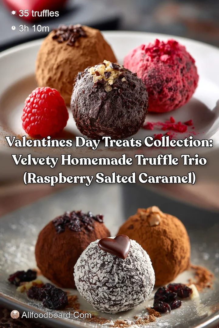 Valentines Day Treats Collection: Velvety Homemade Truffle Trio (Raspberry Salted Caramel)