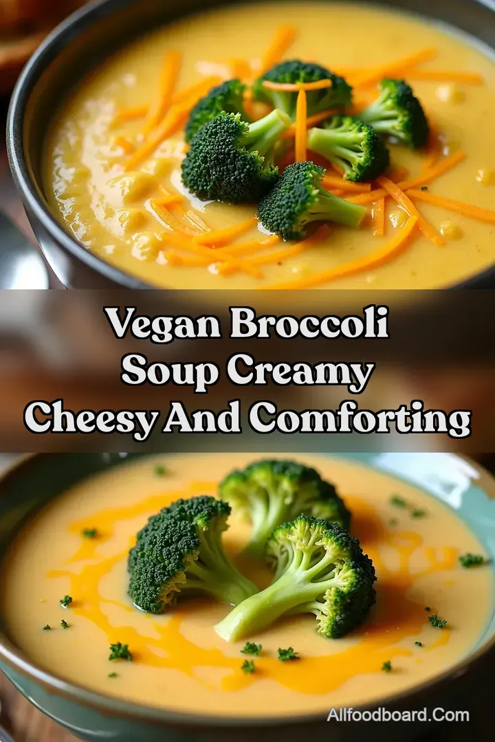 Vegan Broccoli Soup Creamy Cheesy and Comforting