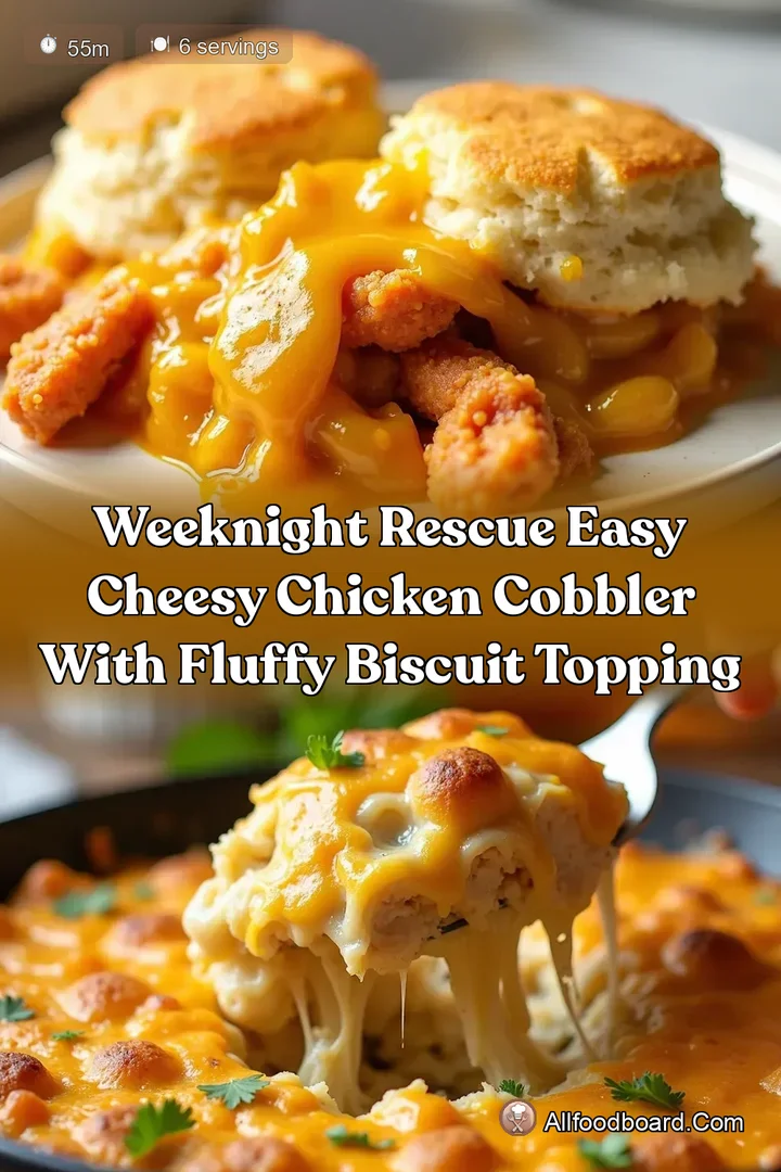 Weeknight Rescue Easy Cheesy Chicken Cobbler with Fluffy Biscuit Topping : PIN FOR LATER Weeknight Rescue Easy Cheesy Chicken Cobbler with Fluffy Biscuit Topping
