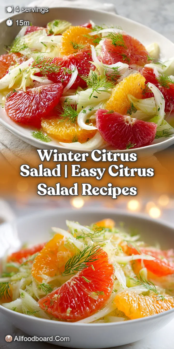 Close-up of juicy grapefruit and orange slices nestled with translucent fennel ribbons and microgreens.