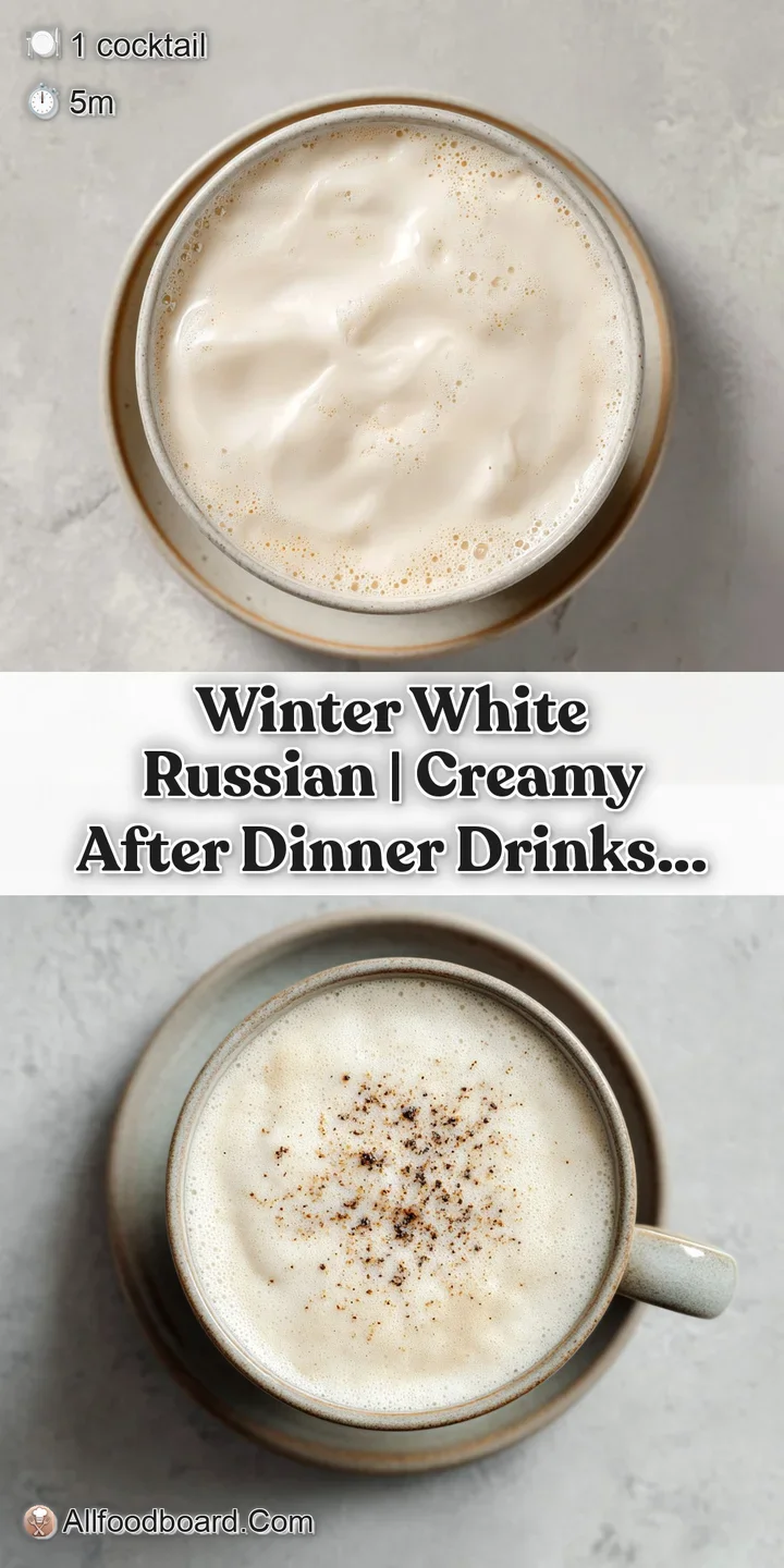 A velvety white Russian cocktail, with a rich, dense texture and a smooth finish.