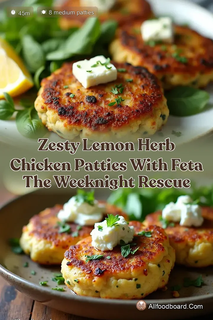 Zesty Lemon Herb Chicken Patties with Feta The Weeknight Rescue : PIN FOR LATER Zesty Lemon Herb Chicken Patties with Feta The Weeknight Rescue