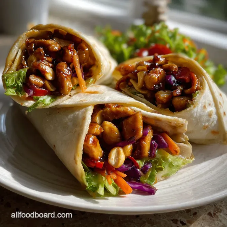 The Best 30 Minute Cashew Chicken Wraps presentation