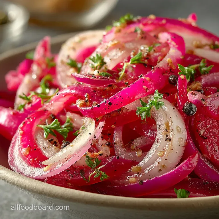 The Effortless BritPop Pink Pickles Quick Pickled Red Onions presentation