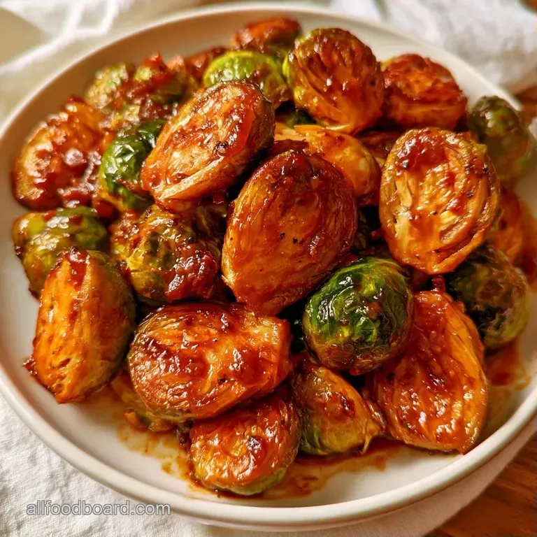A neat heap of roasted green sprouts topped with shaved parmesan and a drizzle of dark balsamic glaze on a slate.