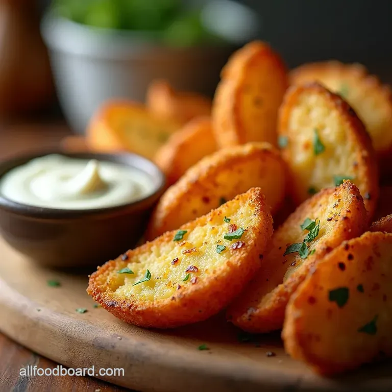 Air Fryer Golden Potato Wedges with Zesty Garlic Aioli presentation