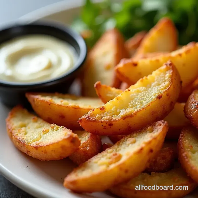 Air Fryer Golden Potato Wedges with Zesty Garlic Aioli