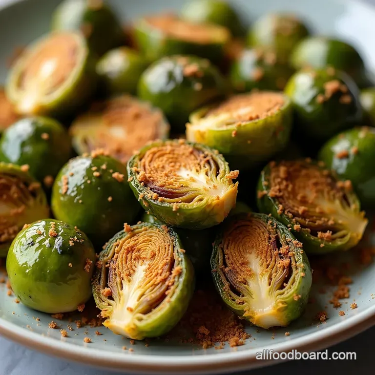 Air Fryer Magic Crispy Sage Brown Butter Brussels Sprouts with Prosciutto Dust