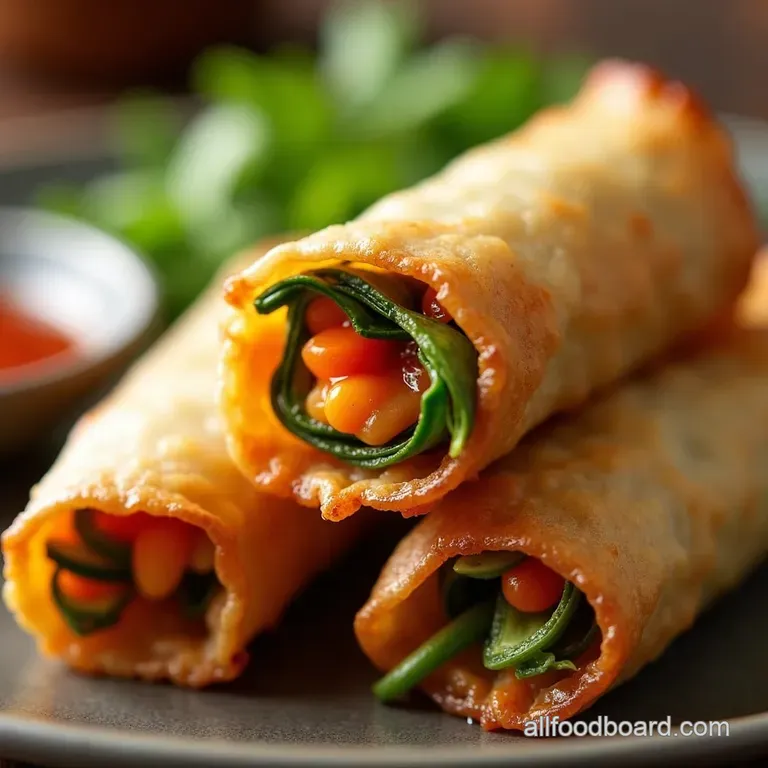 Air Fryer Vegetable Spring Rolls presentation
