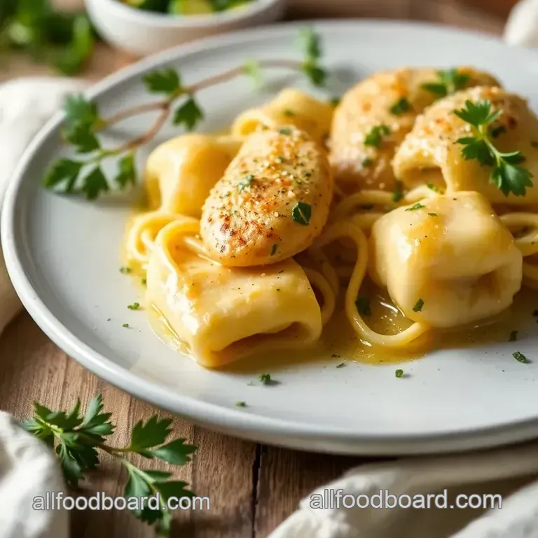 Sautéed Asiago Chicken Tortelloni Delight presentation