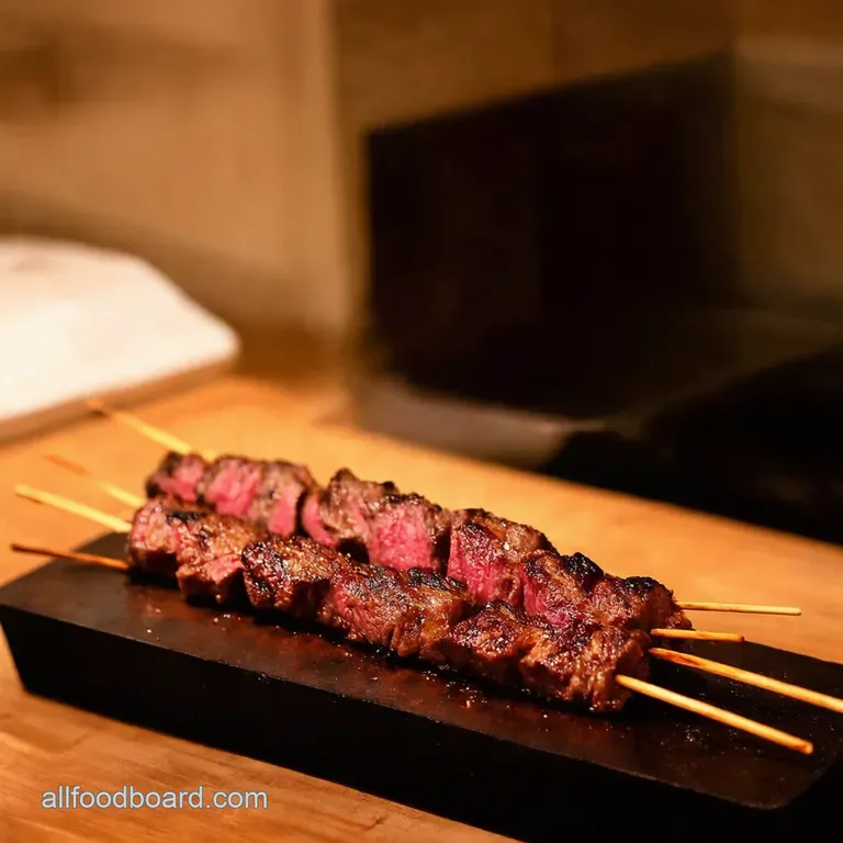 Asian Garlic Steak Skewers Umami on a Stick presentation